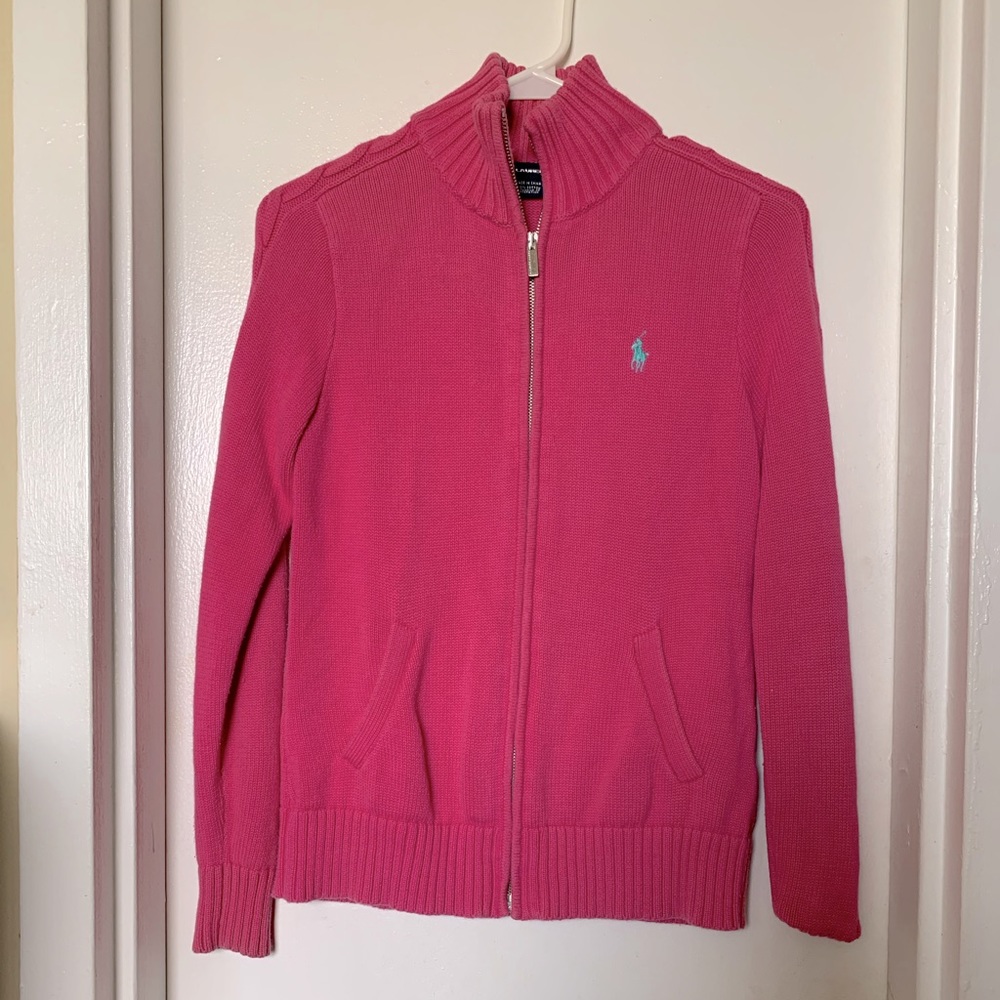 Pink Ralph Lauren Zip-up sweater Size M